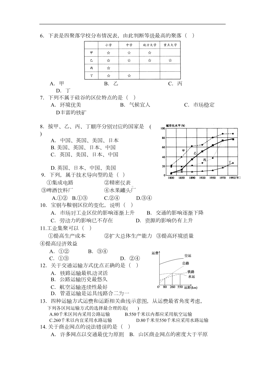 四川省成都市高一下学期期末考试地理试题Word版含答案(DOC 6页).doc_第2页