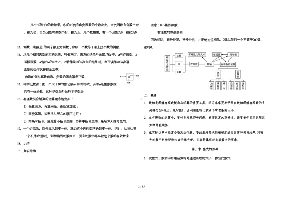 华师大新版初一年级数学(上)期末复习知识点总结及章节训练试题(DOC 13页).doc_第2页