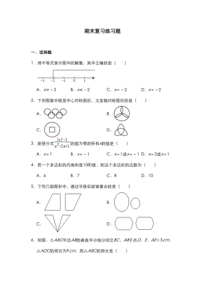 北师大版八年级数学下册期末复习练习题(DOC 13页).doc