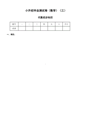 小升初毕业测试卷(数学)(DOC 5页).doc