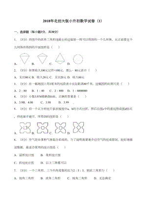 北师大版小升初数学试卷(DOC 16页).docx