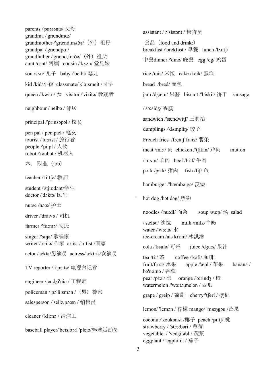 小学英语单词大全(-完整版)(DOC 11页).doc_第3页