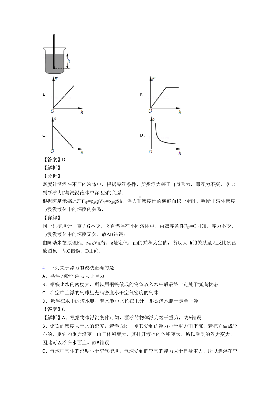 初中物理浮力试题经典及解析(DOC 20页).doc_第2页