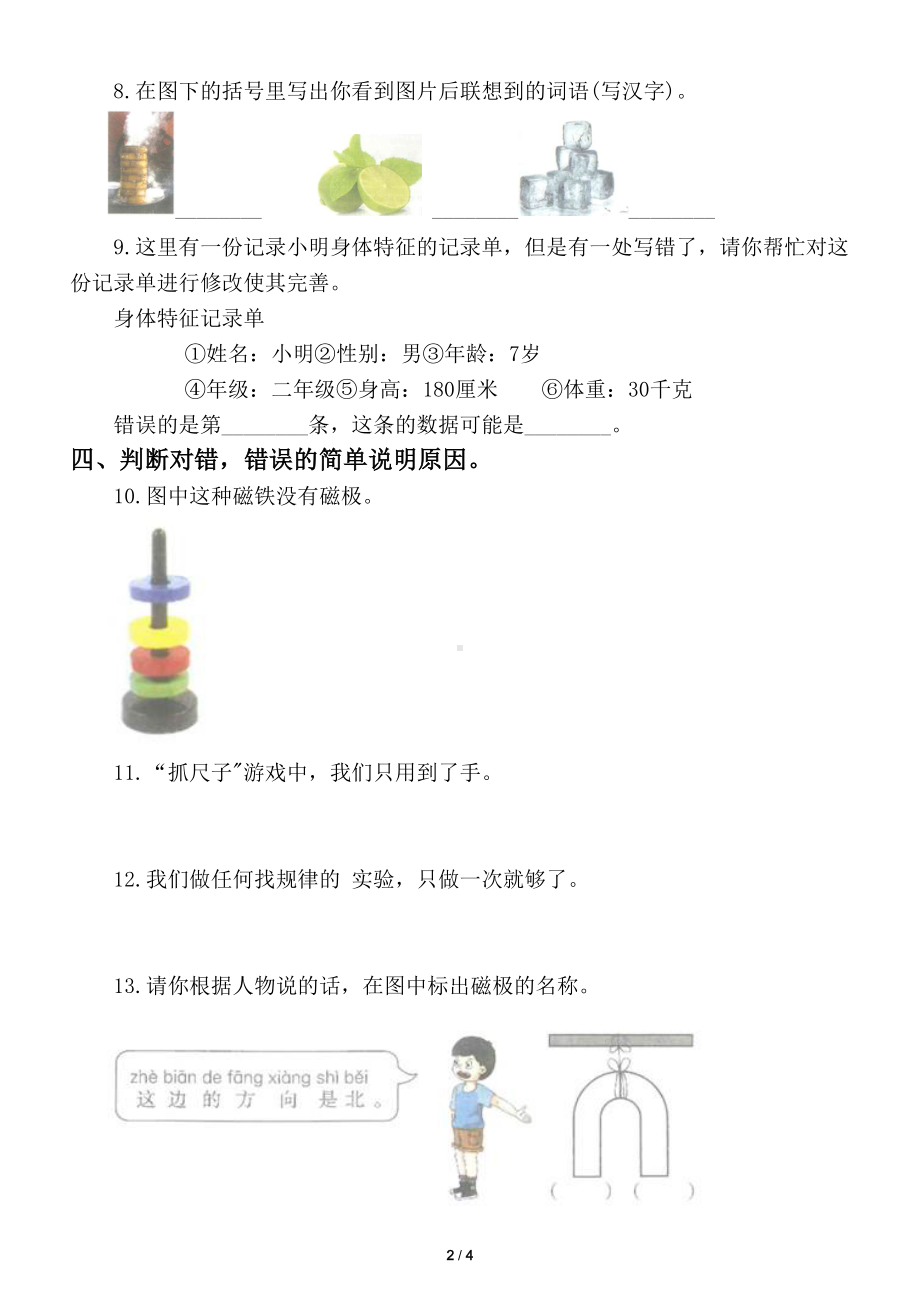 小学科学教科版二年级下册期末测试题(DOC 4页).docx_第2页