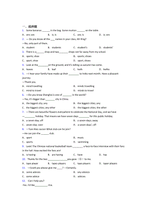 初中英语语法知识—名词的基础测试题及解析(DOC 10页).doc