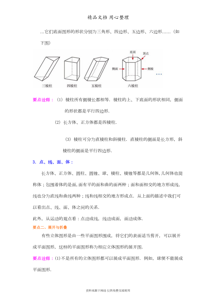 北师大版七年级上册数学[丰富的图形世界(基础版)知识点整理及重点题型梳理](DOC 7页).doc_第2页