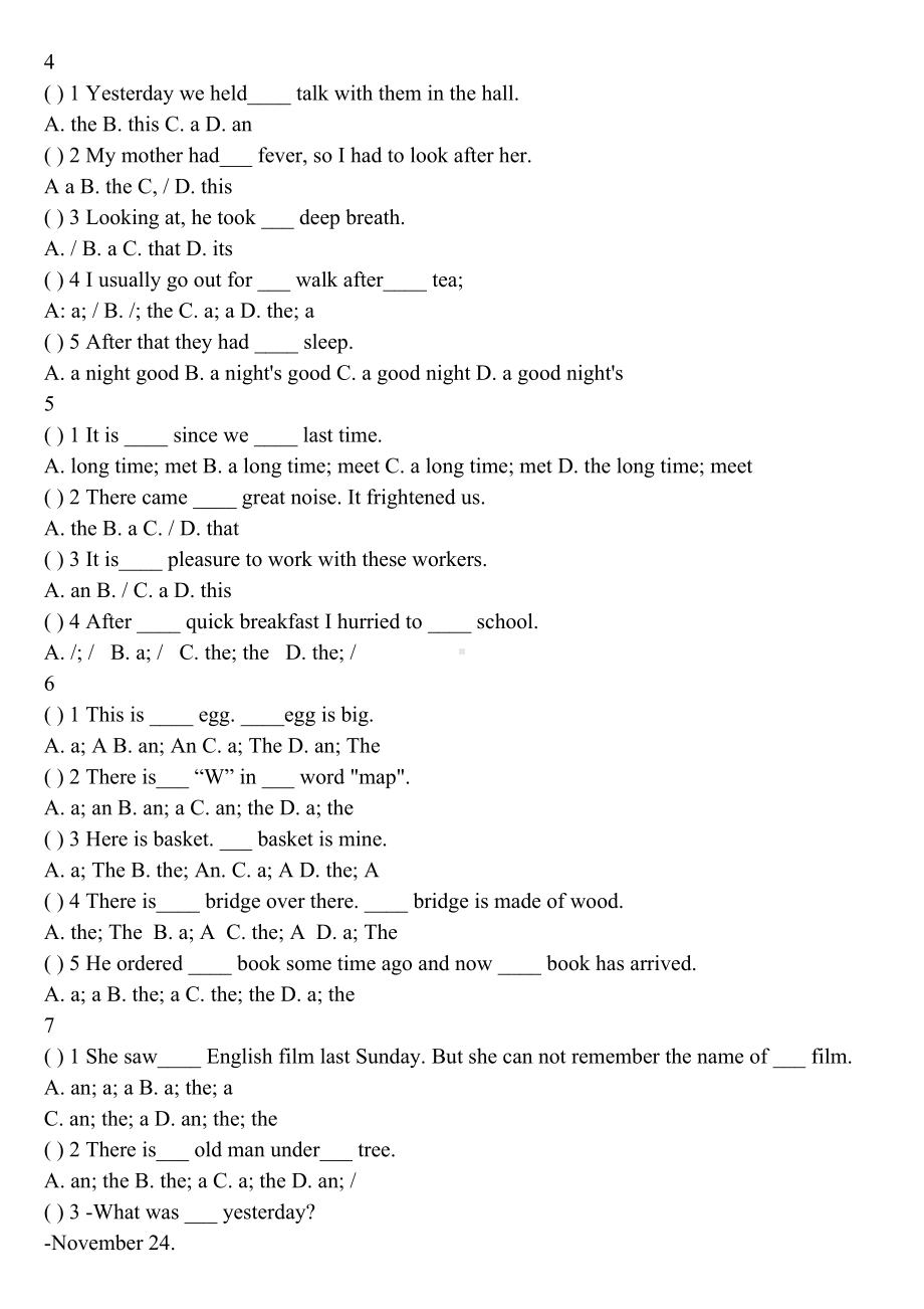 初中英语冠词专项练习题(有答案)(DOC 8页).doc_第2页