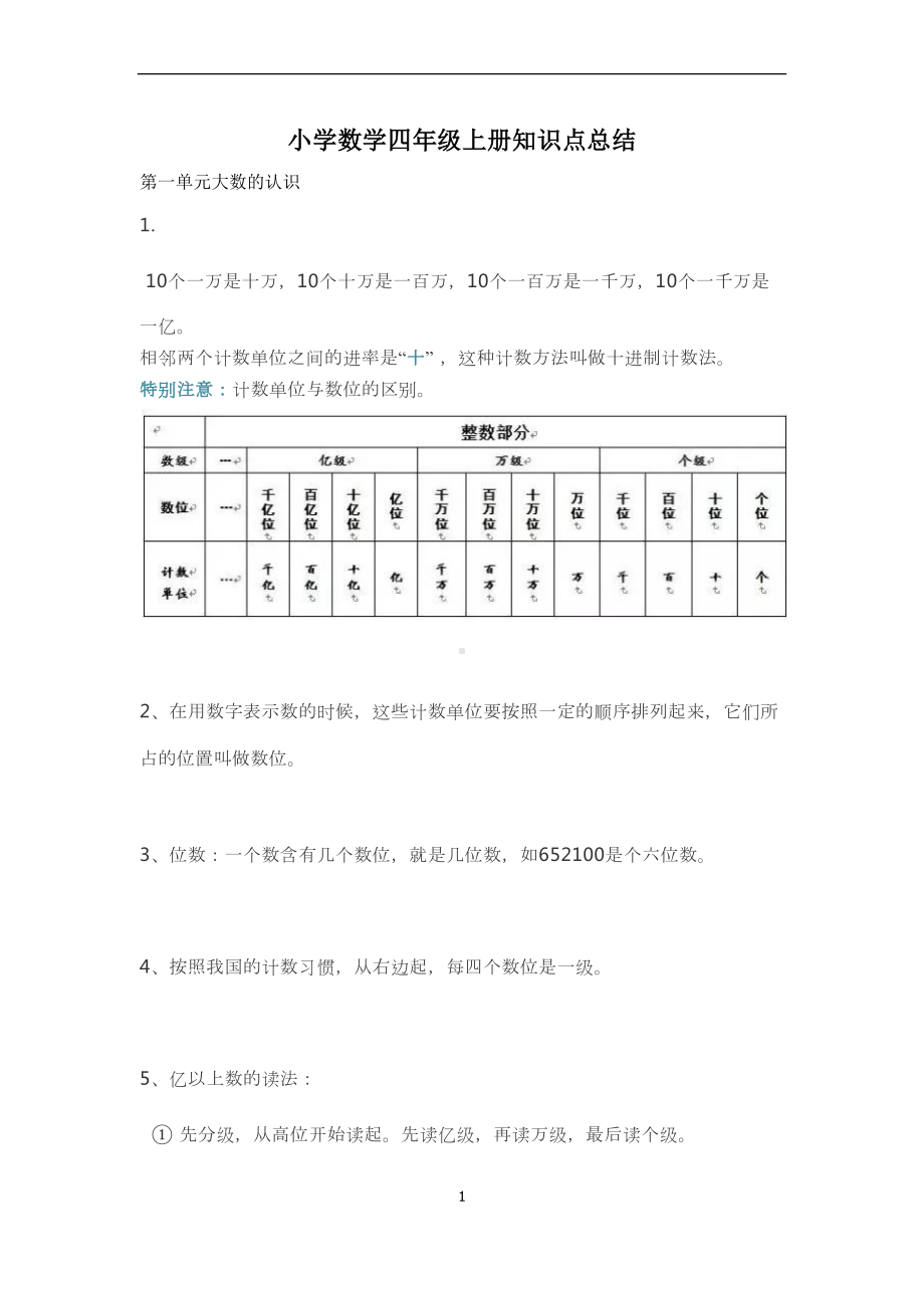 小学数学四年级上册知识点总结-部编版(DOC 14页).docx_第1页