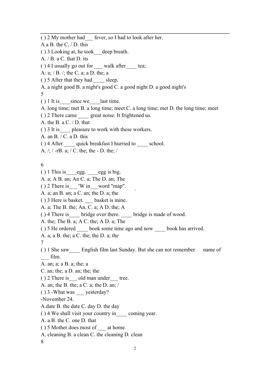 初中英语冠词专项练习题有答案(DOC 8页).doc_第2页