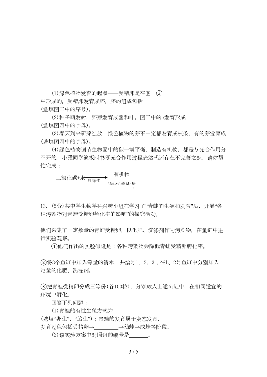 北师大版初中生物中考模拟试题(DOC 5页).doc_第3页