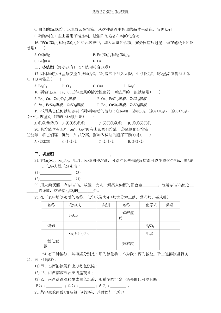 初中酸碱盐练习题(DOC 9页).doc_第2页