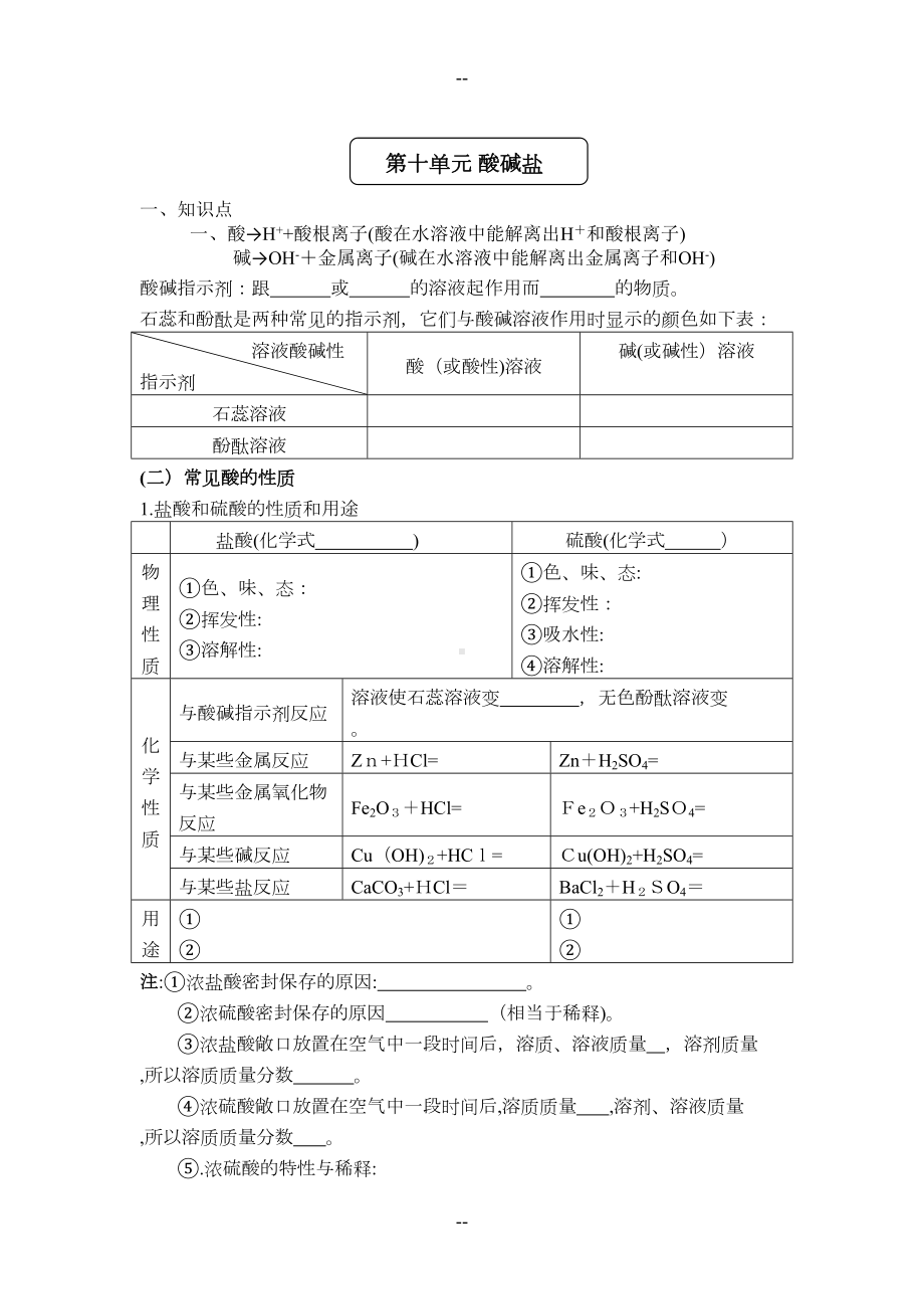 初三化学酸碱盐知识点+练习题(DOC 8页).docx_第1页