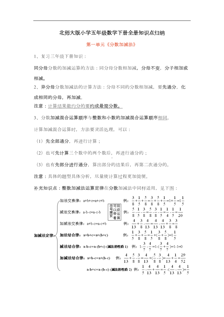 北师大版小学五年级数学下册全册知识点归纳(DOC 10页).docx_第1页