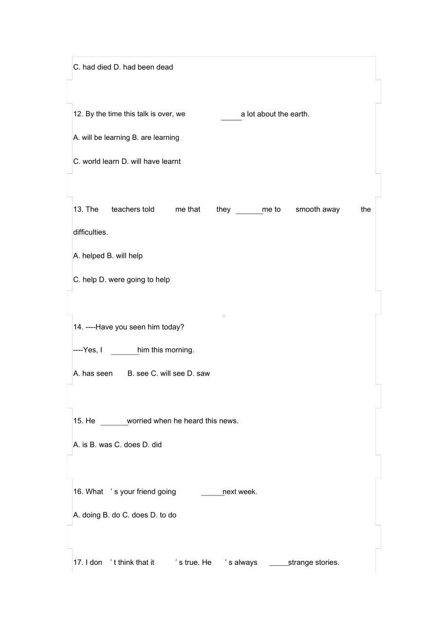 初中英语动词时态所有考点100道单选题(附答案)(DOC 20页).docx_第3页