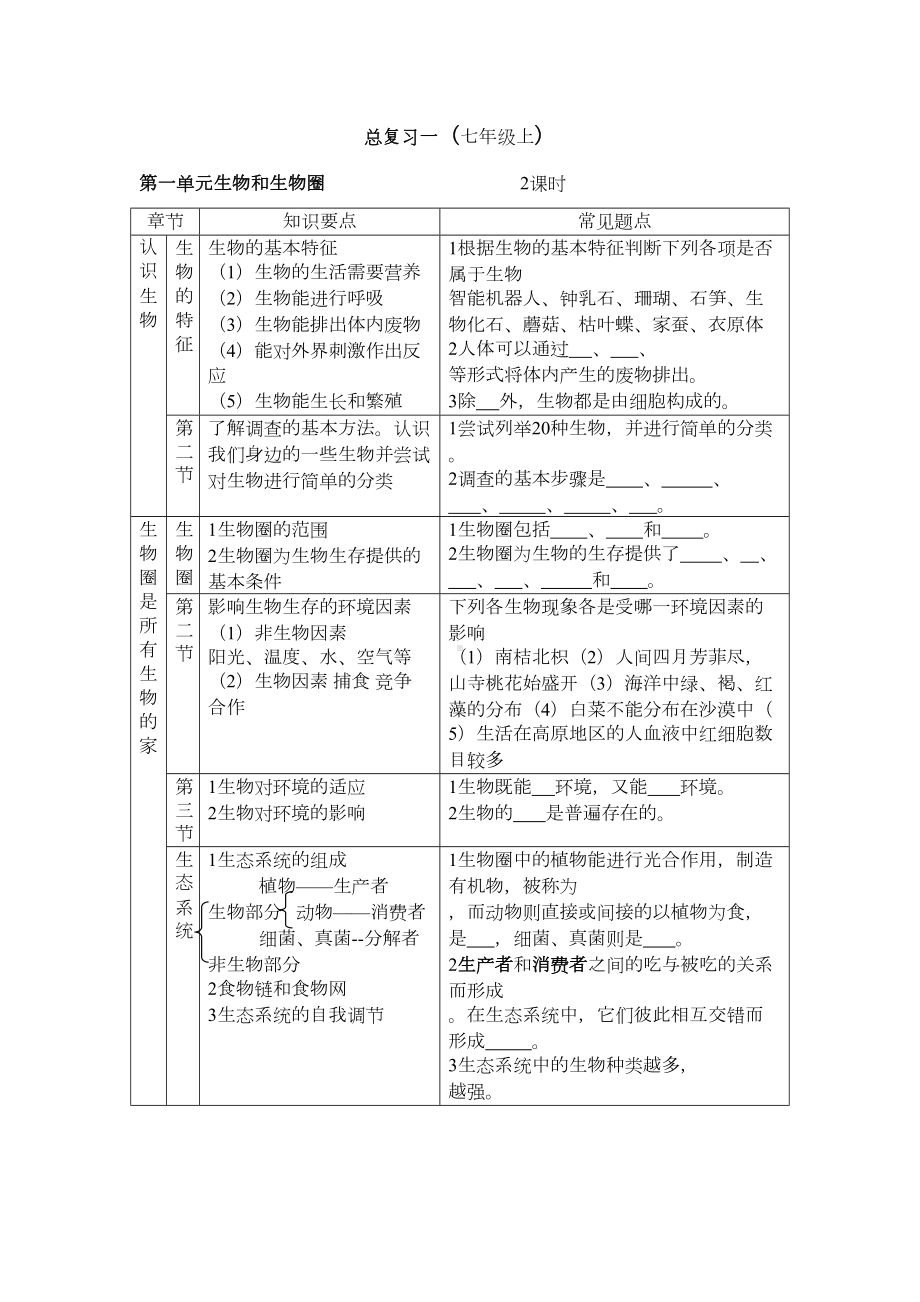 初中生物总复习(全套教案兼学案)解析(DOC 15页).doc_第1页