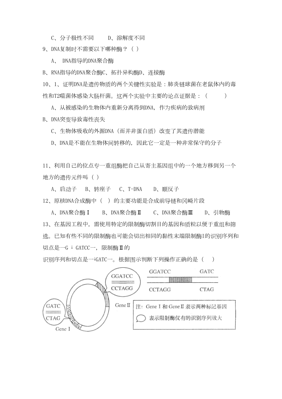 分子生物学大实验习题及解答(DOC 9页).doc_第2页