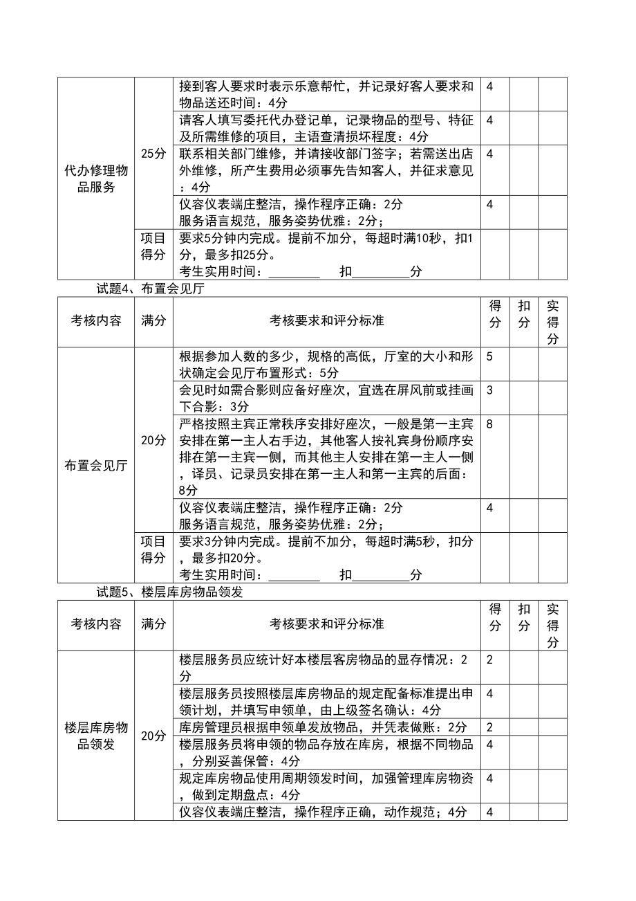 客房服务员技能操作试题(DOC 4页).doc_第2页