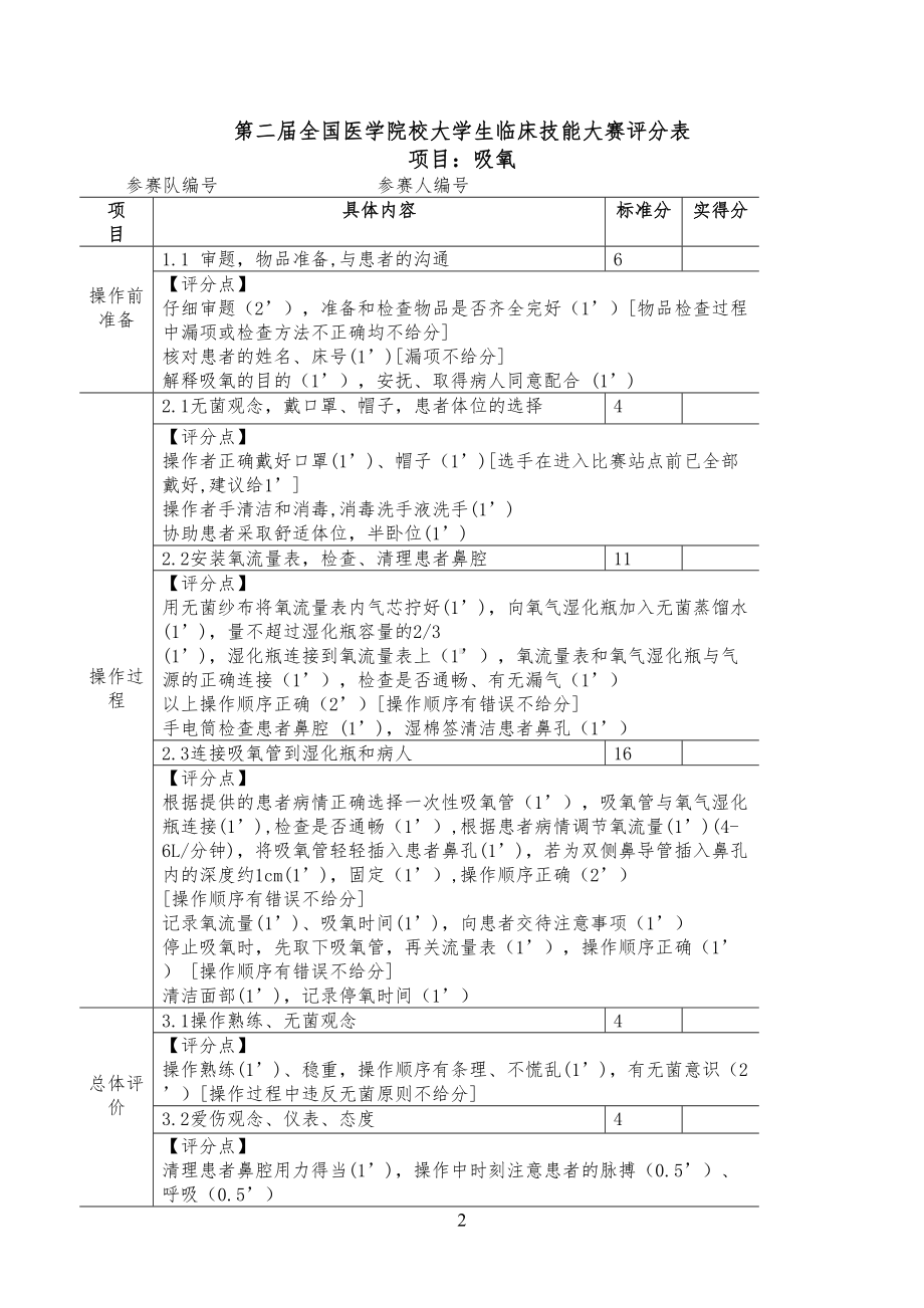 大学生临床技能大赛试题及评分表(DOC 12页).doc_第2页