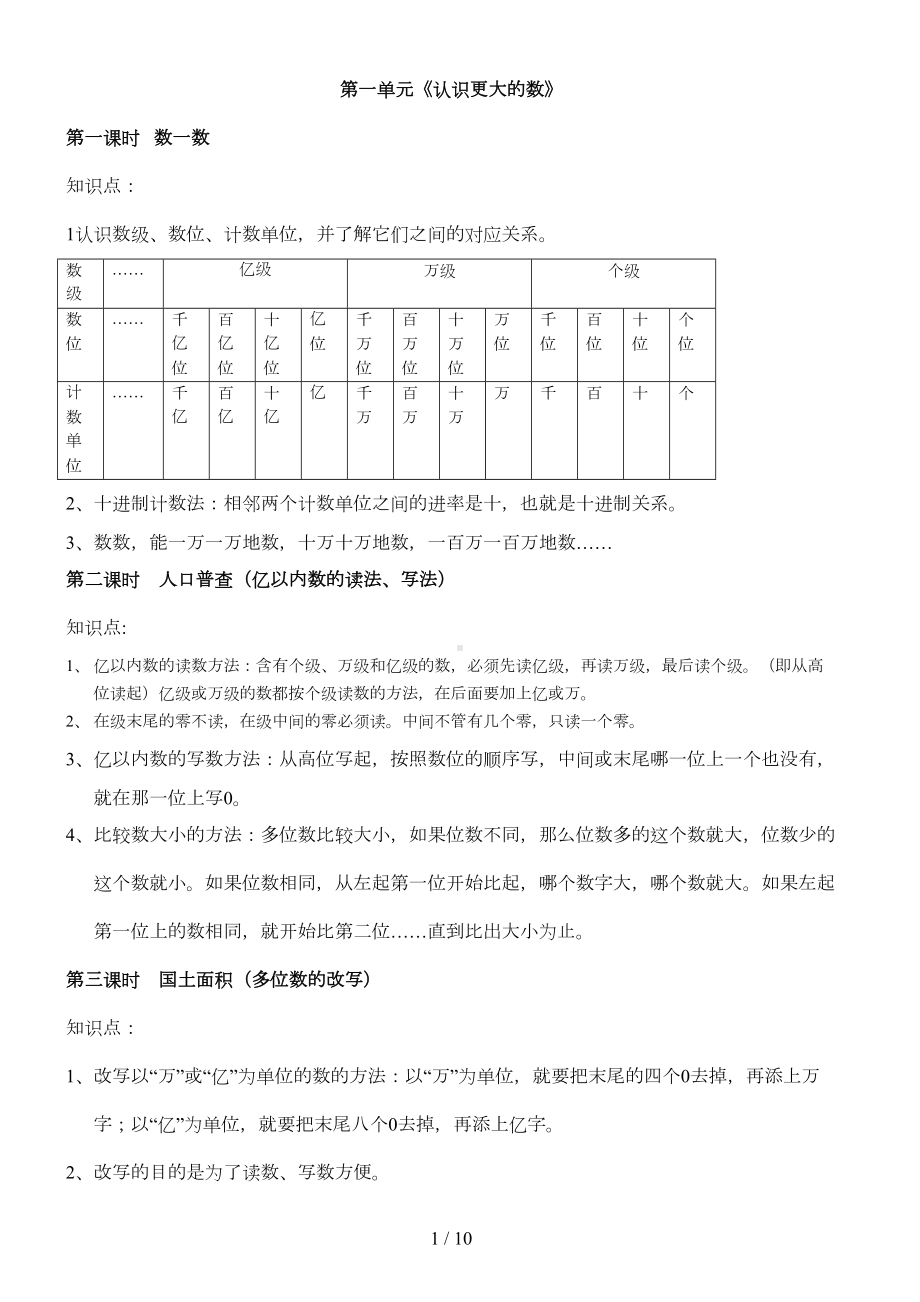 北师大新版四年级上册数学知识点总结(DOC 6页).docx_第1页