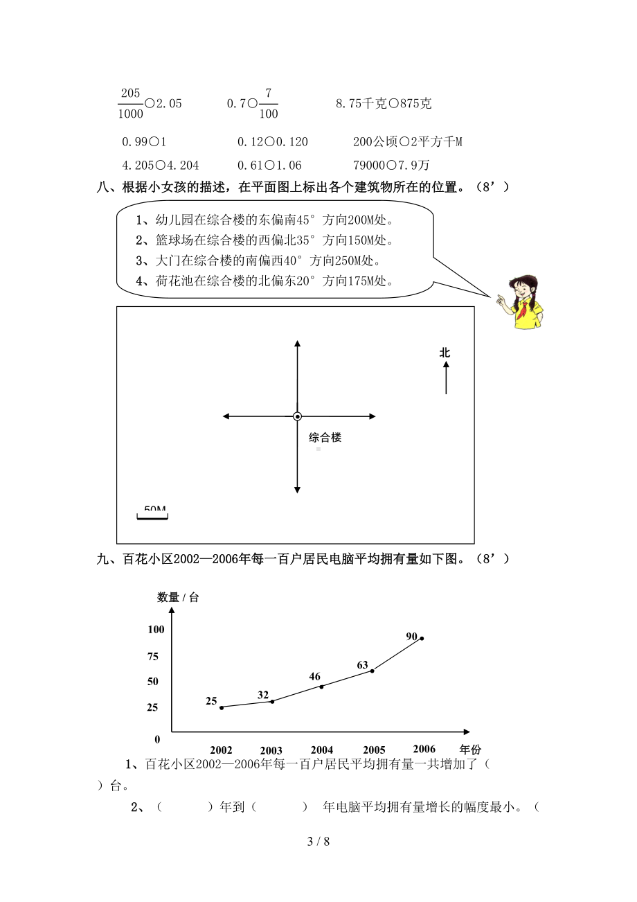 小学四年级下册数学期末测试题(DOC 8页).doc_第3页