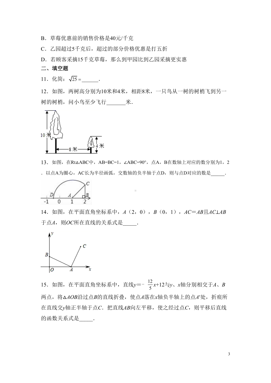 北师大版八年级上册数学期中考试试题及答案(DOC 25页).docx_第3页