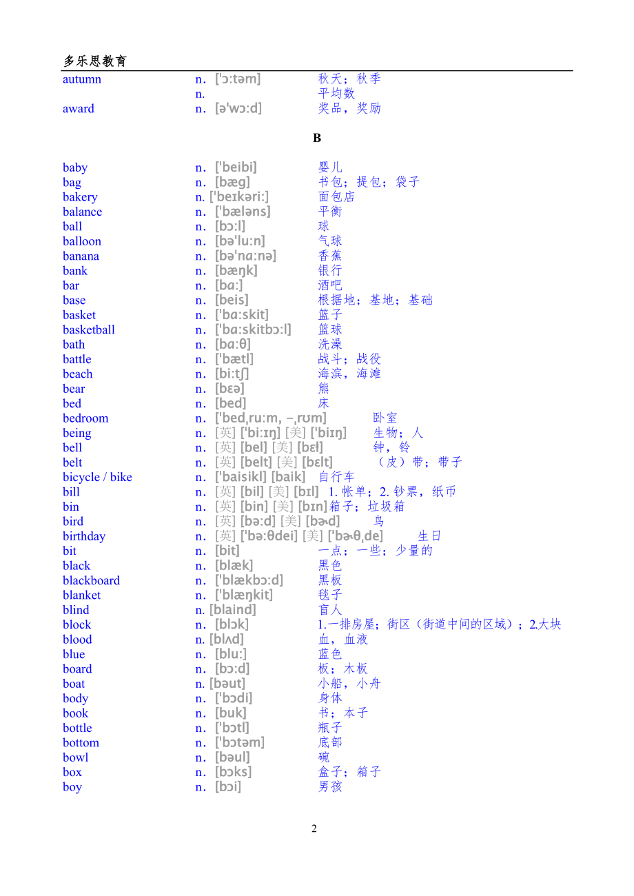 初中英语词汇表(名词音标版)汇总(DOC 29页).doc_第2页