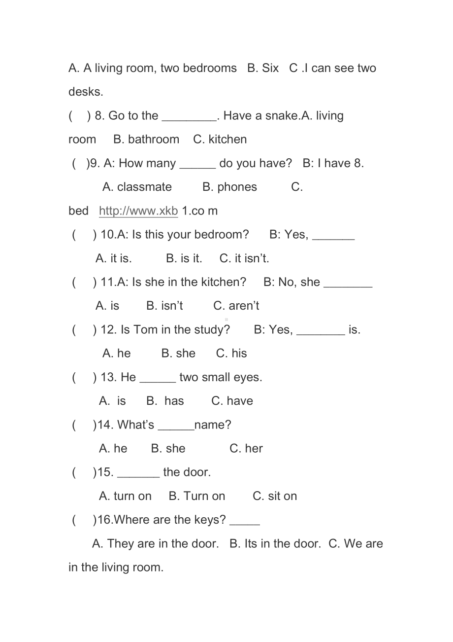 四年级英语上册第四单元测试题(DOC 9页).docx_第3页