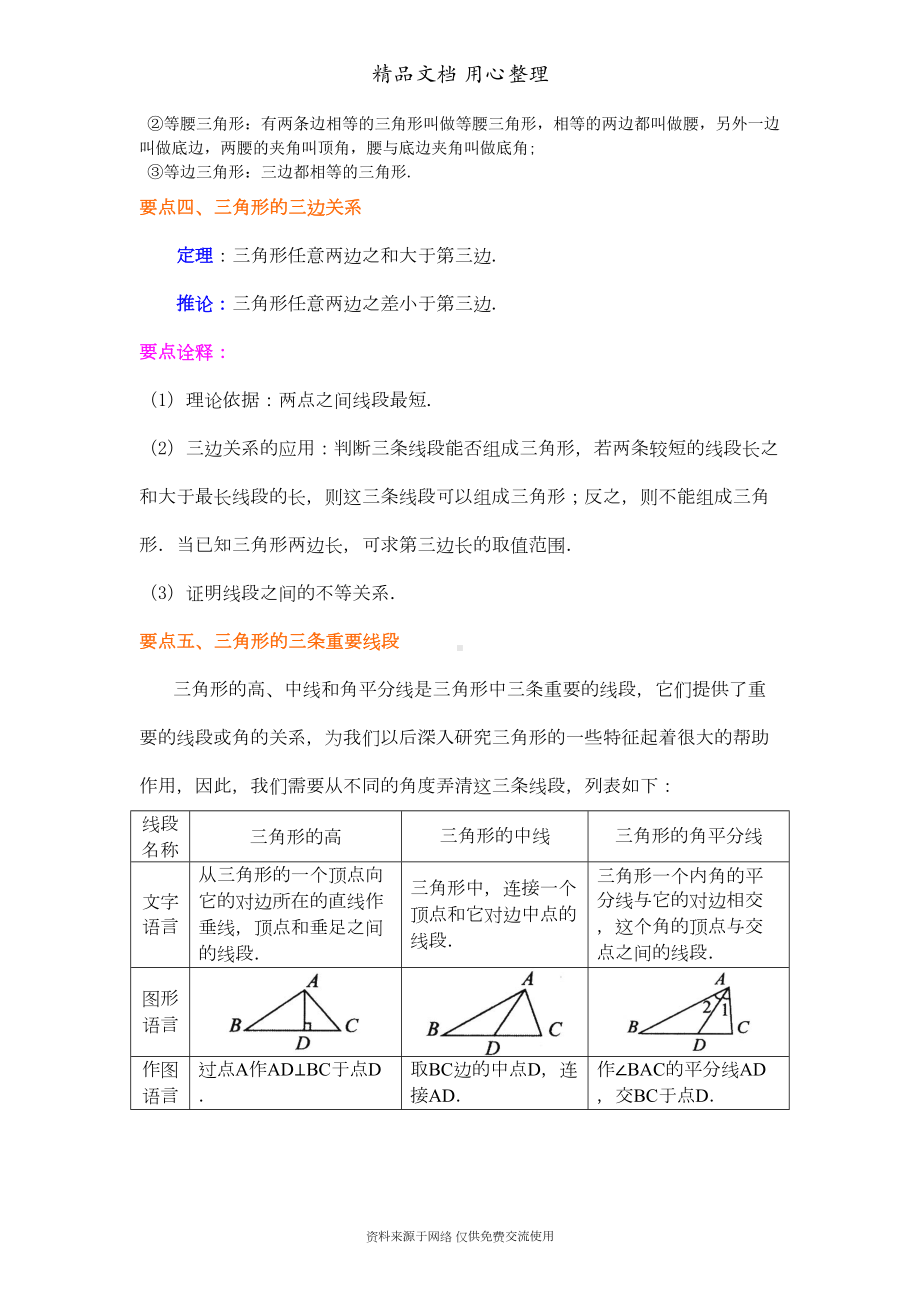 北师大版七年级下册数学[三角形及其性质(基础)知识点整理及重点题型梳理](DOC 8页).doc_第3页