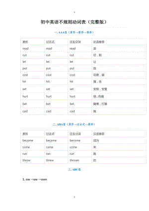 初中英语不规则动词表(完整版)(DOC 9页).doc