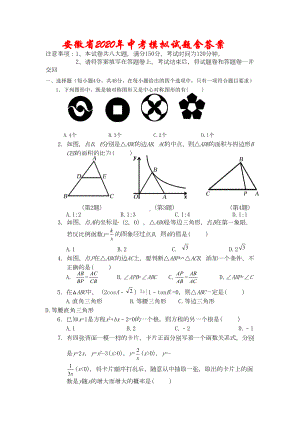 安徽省2020年数学中考模拟试题(含答案)(DOC 9页).doc