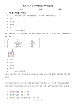 北京市九年级下学期化学开学考试试卷(DOC 12页).doc