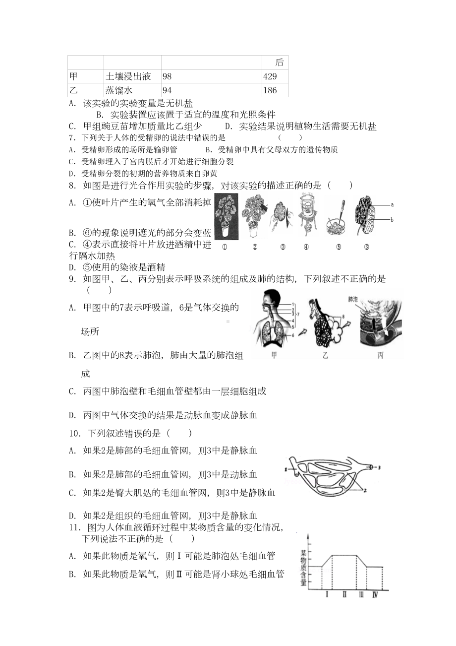 初中学业水平考试生物学模拟试题(DOC 5页).doc_第2页