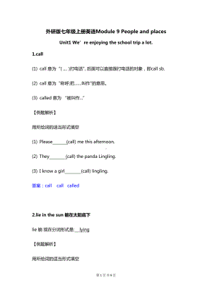 外研版七年级上册英语Module-9-知识点精讲(含答案)(DOC 9页).docx