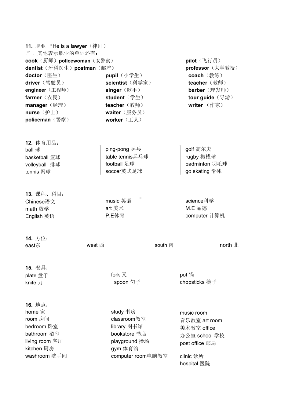 小学英语单词分类+语法时态汇总(附练习题)(DOC 14页).docx_第3页