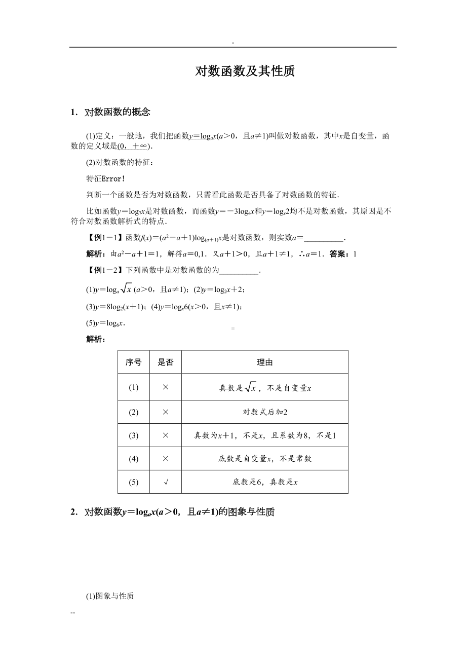 对数函数性质与练习(有答案)(DOC 13页).doc_第1页