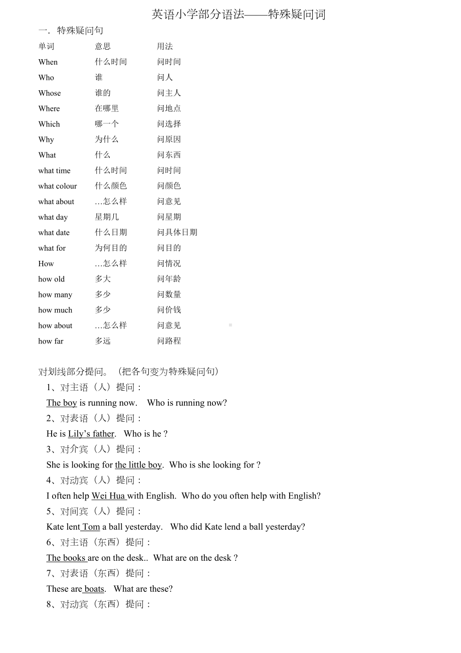 小升初特殊疑问句专项练习题(DOC 11页).doc_第1页