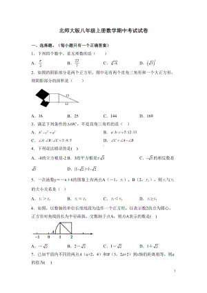 北师大版八年级上册数学期中考试试题带答案(DOC 23页).docx