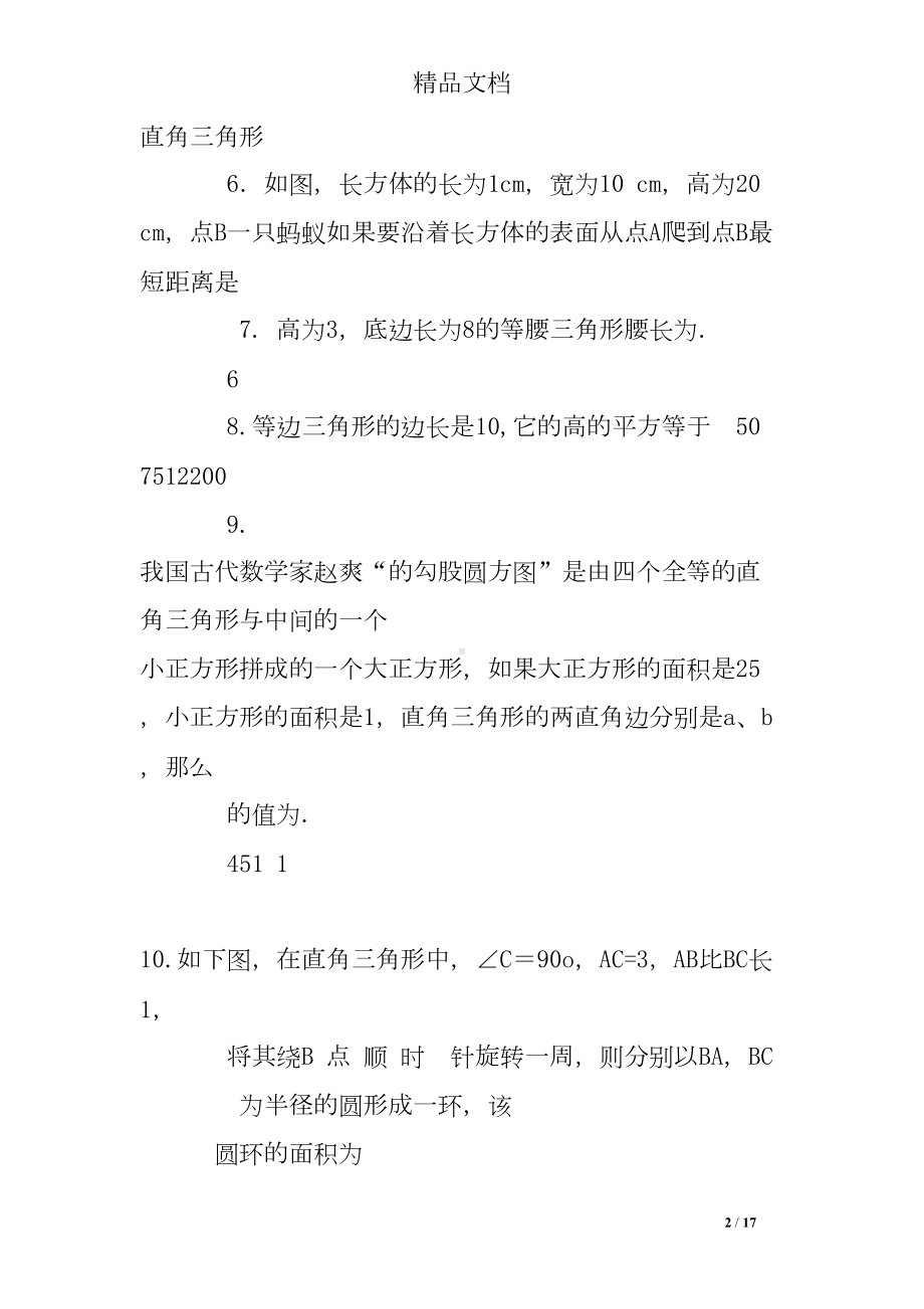 北师大版勾股定理练习题(DOC 17页).doc_第2页