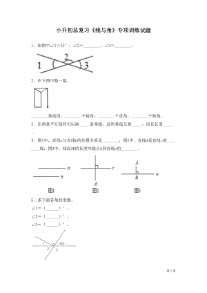 小升初总复习《线与角》专项训练试题(DOC 8页).docx