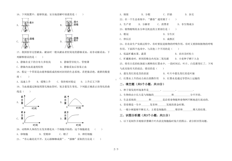 冀教版七年级生物下册期末试卷及答案(DOC 5页).doc_第2页