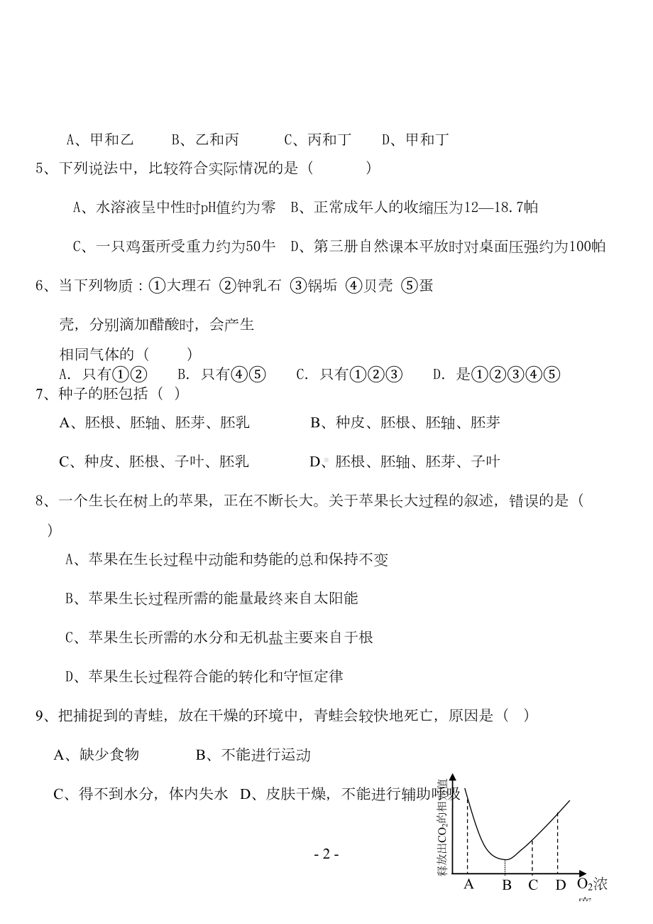 初中科学竞赛训练试题(DOC 11页).doc_第2页