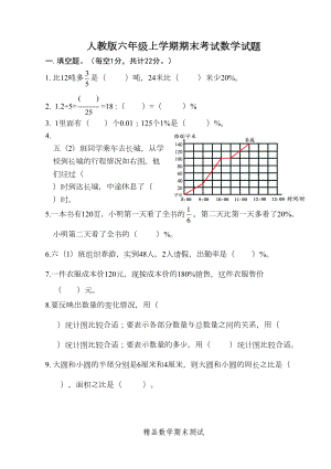 六年级上册数学期末测试题附答案(DOC 6页).docx