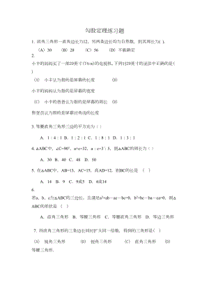 勾股定理练习题练习(DOC 6页).docx