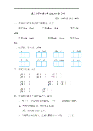 小升初考试语文试卷(DOC 11页).doc