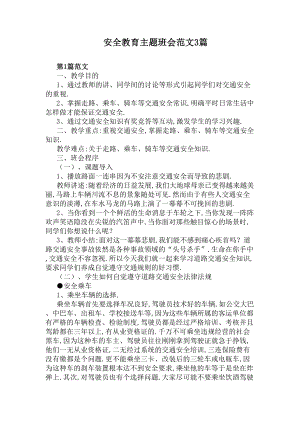 安全教育主题班会范文3篇(DOC 11页).docx