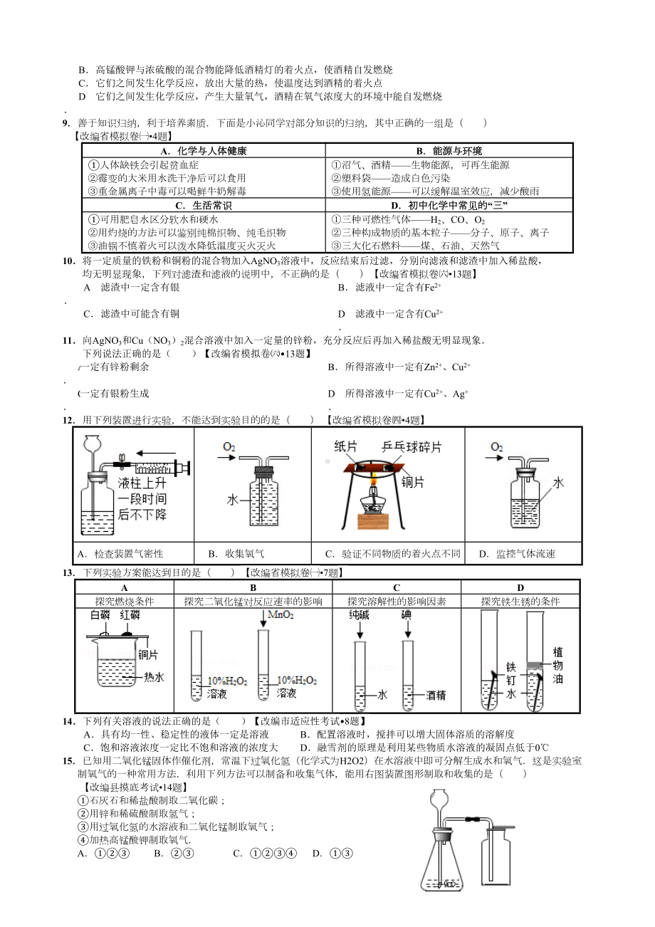 历年中考化学易错题汇总大全及解析[优质文档](DOC 33页).doc_第2页