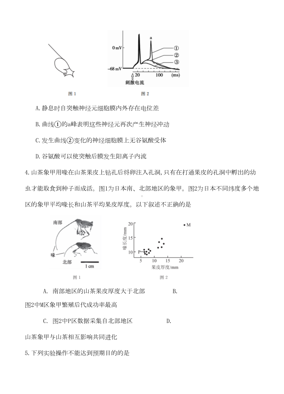 北京市东城区2019届高三生物高考模拟考试(一模)理科综合试卷(含答案)(DOC 30页).docx_第2页