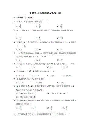 北师大版数学小升初试题（含答案）（DOC 17页）.doc