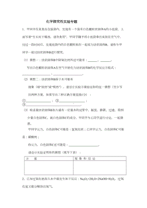 初中化学探究性实验专题训练含答案分解(DOC 14页).doc