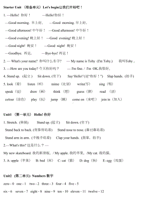 剑桥(join-in)版三年级英语上册总复习(知识点总结)(DOC 5页).docx